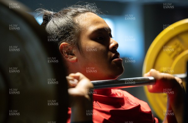 250825 - Wales Women Gym Session - Sisilia Tuipulotu during a Wales Women weights session ahead of their first Women’s Rugby World Cup match against Canada