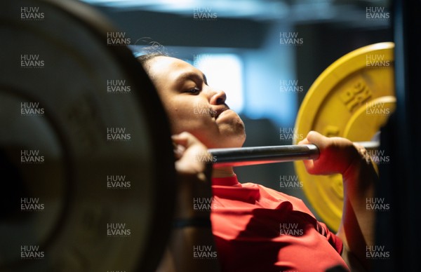 250825 - Wales Women Gym Session - Sisilia Tuipulotu during a Wales Women weights session ahead of their first Women’s Rugby World Cup match against Canada