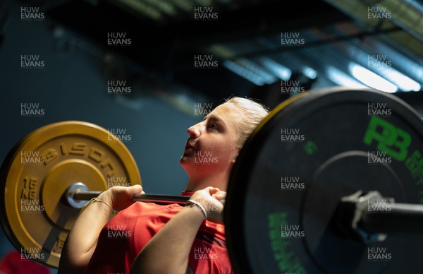 250825 - Wales Women Gym Session - Molly Reardon during a Wales Women weights session ahead of their first Women’s Rugby World Cup match against Canada