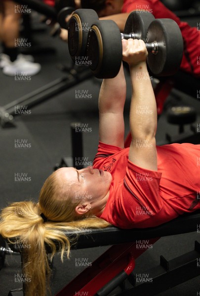 250825 - Wales Women Gym Session - Cath Richards during a Wales Women weights session ahead of their first Women’s Rugby World Cup match against Canada