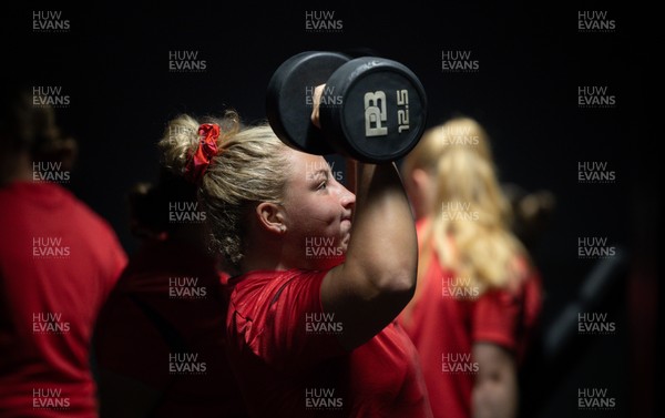 250825 - Wales Women Gym Session - Molly Reardon during a Wales Women weights session ahead of their first Women’s Rugby World Cup match against Canada
