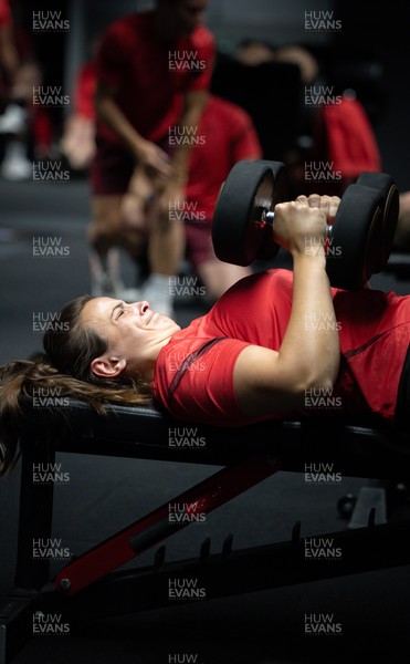 250825 - Wales Women Gym Session - Branwen Metcalfe during a Wales Women weights session ahead of their first Women’s Rugby World Cup match against Canada
