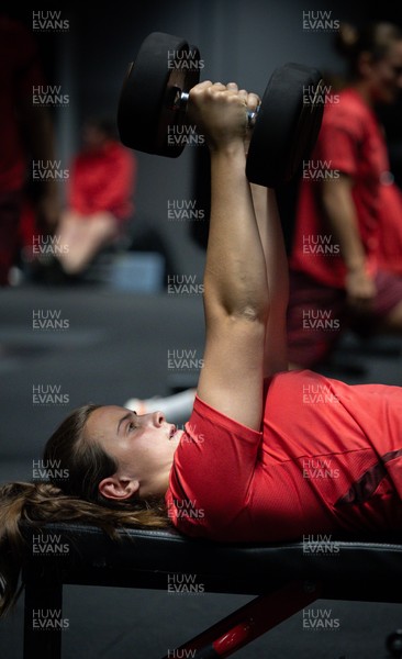 250825 - Wales Women Gym Session - Branwen Metcalfe during a Wales Women weights session ahead of their first Women’s Rugby World Cup match against Canada