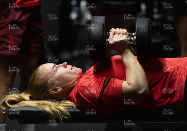 250825 - Wales Women Gym Session - Cath Richards during a Wales Women weights session ahead of their first Women’s Rugby World Cup match against Canada