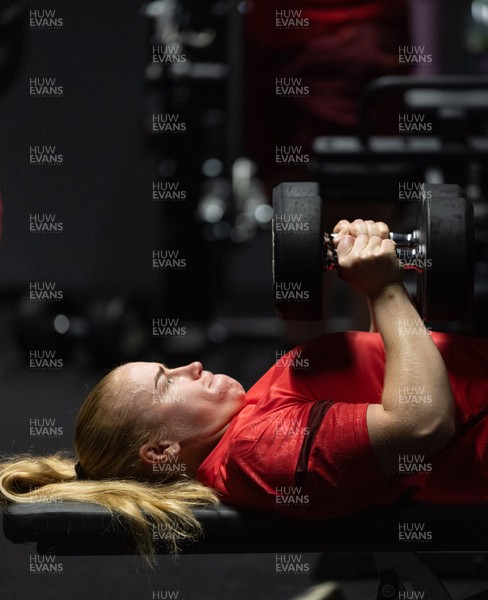 250825 - Wales Women Gym Session - Cath Richards during a Wales Women weights session ahead of their first Women’s Rugby World Cup match against Canada