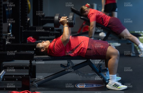 250825 - Wales Women Gym Session - Sisilia Tuipulotu during a Wales Women weights session ahead of their first Women’s Rugby World Cup match against Canada