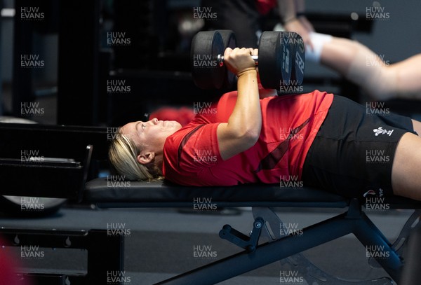 250825 - Wales Women Gym Session - Kelsey Jones during a Wales Women weights session ahead of their first Women’s Rugby World Cup match against Canada