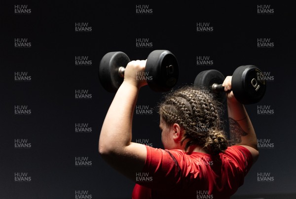 250825 - Wales Women Gym Session - Maisie Davies during a Wales Women weights session ahead of their first Women’s Rugby World Cup match against Canada