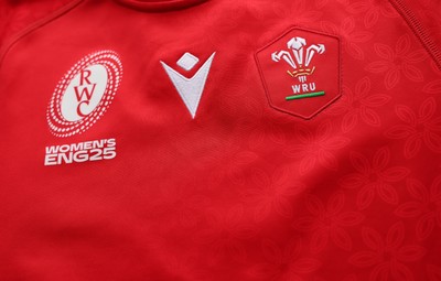 150725 - Wales Women Women’s Rugby World Cup 2025 Kit Launch, National Botanical Gardens of Wales - Wales Women’s Rugby World Cup jersey detailing