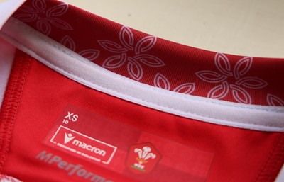 150725 - Wales Women Women’s Rugby World Cup 2025 Kit Launch, National Botanical Gardens of Wales - Wales Women’s Rugby World Cup jersey detailing