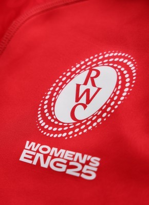 150725 - Wales Women Women’s Rugby World Cup 2025 Kit Launch, National Botanical Gardens of Wales - Wales Women’s Rugby World Cup jersey detailing