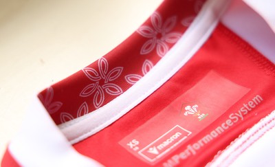 150725 - Wales Women Women’s Rugby World Cup 2025 Kit Launch, National Botanical Gardens of Wales - Wales Women’s Rugby World Cup jersey detailing