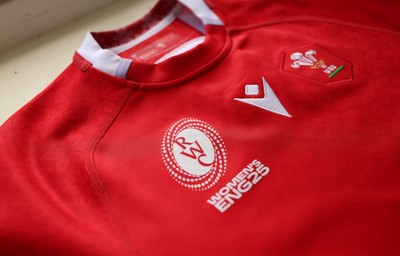 150725 - Wales Women Women’s Rugby World Cup 2025 Kit Launch, National Botanical Gardens of Wales - Wales Women’s Rugby World Cup jersey detailing