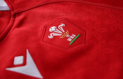 150725 - Wales Women Women’s Rugby World Cup 2025 Kit Launch, National Botanical Gardens of Wales - Wales Women’s Rugby World Cup jersey detailing