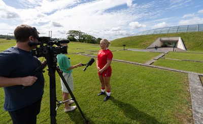 150725 - Wales Women Women’s Rugby World Cup 2025 Kit Launch, National Botanical Gardens of Wales - Molly Reardon, gives media interview at the launch of the Wales Women’s Rugby World Cup kit at the National Botanical Gardens of Wales