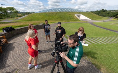 150725 - Wales Women Women’s Rugby World Cup 2025 Kit Launch, National Botanical Gardens of Wales - Kate Williams and Alex Callender give media interview at the launch of the Wales Women’s Rugby World Cup kit at the National Botanical Gardens of Wales