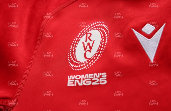 150725 - Wales Women Women’s Rugby World Cup 2025 Kit Launch, National Botanical Gardens of Wales - Wales Women’s Rugby World Cup jersey detailing
