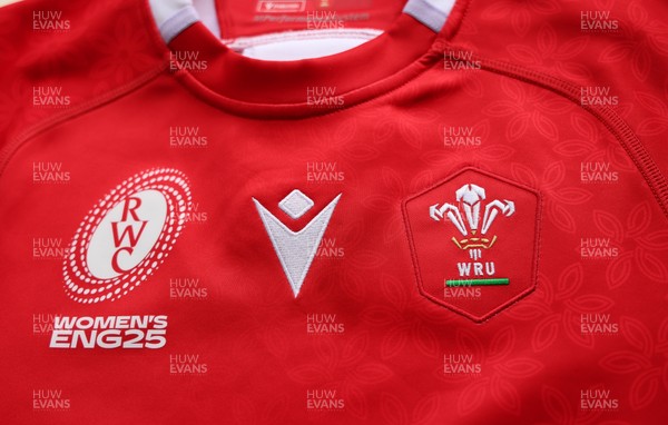 150725 - Wales Women Women’s Rugby World Cup 2025 Kit Launch, National Botanical Gardens of Wales - Wales Women’s Rugby World Cup jersey detailing
