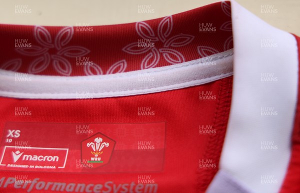 150725 - Wales Women Women’s Rugby World Cup 2025 Kit Launch, National Botanical Gardens of Wales - Wales Women’s Rugby World Cup jersey detailing