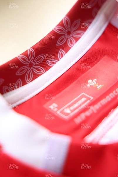 150725 - Wales Women Women’s Rugby World Cup 2025 Kit Launch, National Botanical Gardens of Wales - Wales Women’s Rugby World Cup jersey detailing