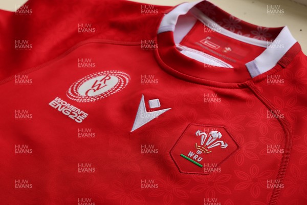 150725 - Wales Women Women’s Rugby World Cup 2025 Kit Launch, National Botanical Gardens of Wales - Wales Women’s Rugby World Cup jersey detailing