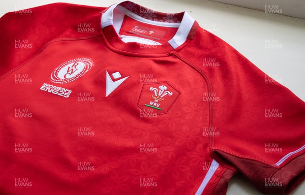 150725 - Wales Women Women’s Rugby World Cup 2025 Kit Launch, National Botanical Gardens of Wales - Wales Women’s Rugby World Cup jersey detailing