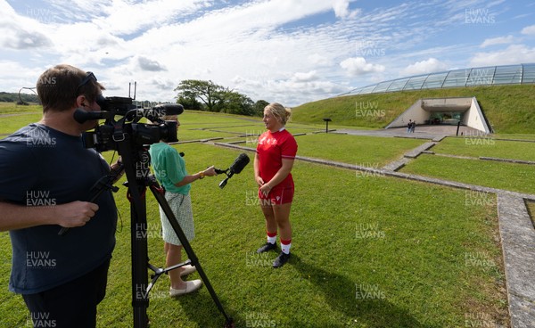 150725 - Wales Women Women’s Rugby World Cup 2025 Kit Launch, National Botanical Gardens of Wales - Molly Reardon, gives media interview at the launch of the Wales Women’s Rugby World Cup kit at the National Botanical Gardens of Wales