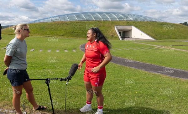 150725 - Wales Women Women’s Rugby World Cup 2025 Kit Launch, National Botanical Gardens of Wales - Sisilia Tuipulotu gives media interview at the launch of the Wales Women’s Rugby World Cup kit at the National Botanical Gardens of Wales