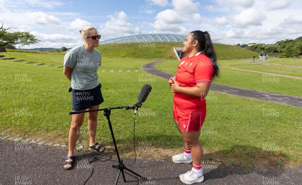 150725 - Wales Women Women’s Rugby World Cup 2025 Kit Launch, National Botanical Gardens of Wales - Sisilia Tuipulotu gives media interview at the launch of the Wales Women’s Rugby World Cup kit at the National Botanical Gardens of Wales