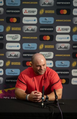 210825 - Wales Women Rugby World Cup Media Conference - Sean Lynn, Wales Women head coach, during a Wales media conference ahead of their first Women’s Rugby World Cup match against Scotland