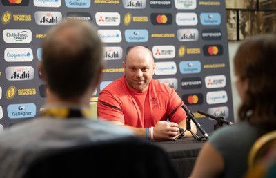 210825 - Wales Women Rugby World Cup Media Conference - Sean Lynn, Wales Women head coach, during a Wales media conference ahead of their first Women’s Rugby World Cup match against Scotland