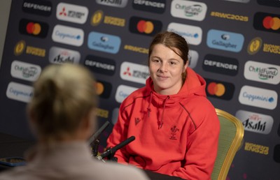 210825 - Wales Women Rugby World Cup Media Conference - Kate Williams, Wales co-captain, during a Wales media conference ahead of their first Women’s Rugby World Cup match against Scotland
