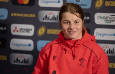 210825 - Wales Women Rugby World Cup Media Conference - Kate Williams, Wales co-captain, during a Wales media conference ahead of their first Women’s Rugby World Cup match against Scotland