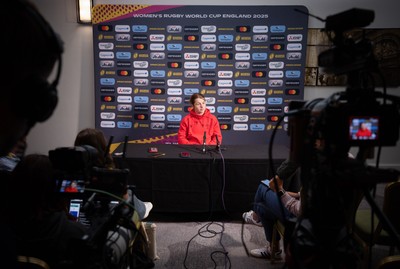 210825 - Wales Women Rugby World Cup Media Conference - Kate Williams, Wales co-captain, during a Wales media conference ahead of their first Women’s Rugby World Cup match against Scotland