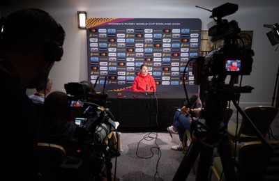 210825 - Wales Women Rugby World Cup Media Conference - Kate Williams, Wales co-captain, during a Wales media conference ahead of their first Women’s Rugby World Cup match against Scotland
