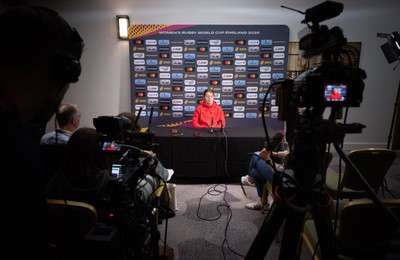 210825 - Wales Women Rugby World Cup Media Conference - Kate Williams, Wales co-captain, during a Wales media conference ahead of their first Women’s Rugby World Cup match against Scotland