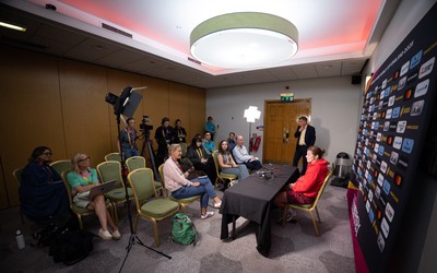 210825 - Wales Women Rugby World Cup Media Conference - Kate Williams, Wales co-captain, during a Wales media conference ahead of their first Women’s Rugby World Cup match against Scotland