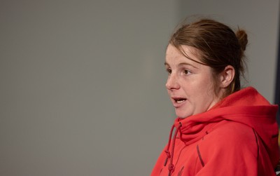 210825 - Wales Women Rugby World Cup Media Conference - Kate Williams, Wales co-captain, during a Wales media conference ahead of their first Women’s Rugby World Cup match against Scotland