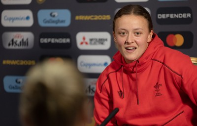 210825 - Wales Women Rugby World Cup Media Conference - Lleucu George during a Wales media conference ahead of their first Women’s Rugby World Cup match against Scotland