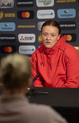 210825 - Wales Women Rugby World Cup Media Conference - Lleucu George during a Wales media conference ahead of their first Women’s Rugby World Cup match against Scotland