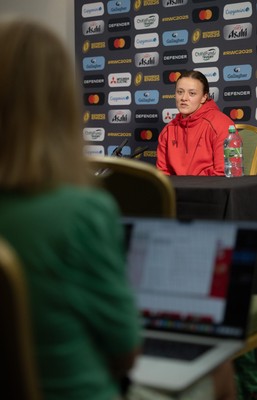 210825 - Wales Women Rugby World Cup Media Conference - Lleucu George during a Wales media conference ahead of their first Women’s Rugby World Cup match against Scotland