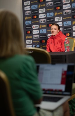 210825 - Wales Women Rugby World Cup Media Conference - Lleucu George during a Wales media conference ahead of their first Women’s Rugby World Cup match against Scotland