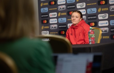 210825 - Wales Women Rugby World Cup Media Conference - Lleucu George during a Wales media conference ahead of their first Women’s Rugby World Cup match against Scotland