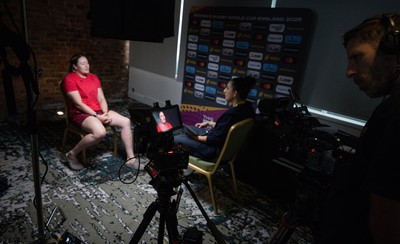210825 - Wales Women Rugby World Cup Media Conference - Gwen Crabb during a Wales media conference ahead of their first Women’s Rugby World Cup match against Scotland