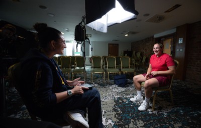 210825 - Wales Women Rugby World Cup Media Conference - Courtney Keight during a Wales media conference ahead of their first Women’s Rugby World Cup match against Scotland