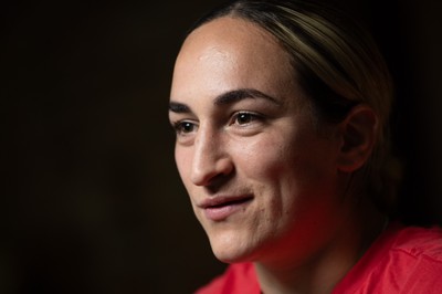 210825 - Wales Women Rugby World Cup Media Conference - Courtney Keight during a Wales media conference ahead of their first Women’s Rugby World Cup match against Scotland