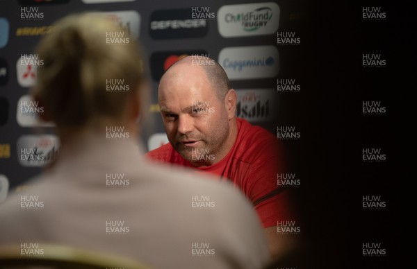 210825 - Wales Women Rugby World Cup Media Conference - Sean Lynn, Wales Women head coach, during a Wales media conference ahead of their first Women’s Rugby World Cup match against Scotland