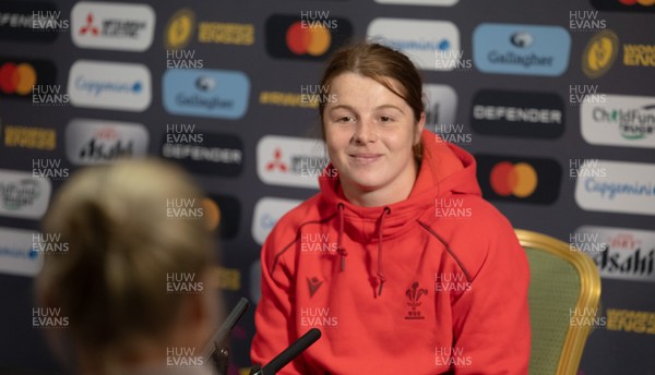 210825 - Wales Women Rugby World Cup Media Conference - Kate Williams, Wales co-captain, during a Wales media conference ahead of their first Women’s Rugby World Cup match against Scotland