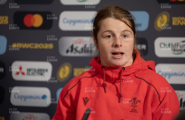 210825 - Wales Women Rugby World Cup Media Conference - Kate Williams, Wales co-captain, during a Wales media conference ahead of their first Women’s Rugby World Cup match against Scotland