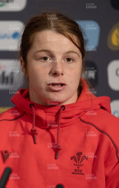 210825 - Wales Women Rugby World Cup Media Conference - Kate Williams, Wales co-captain, during a Wales media conference ahead of their first Women’s Rugby World Cup match against Scotland